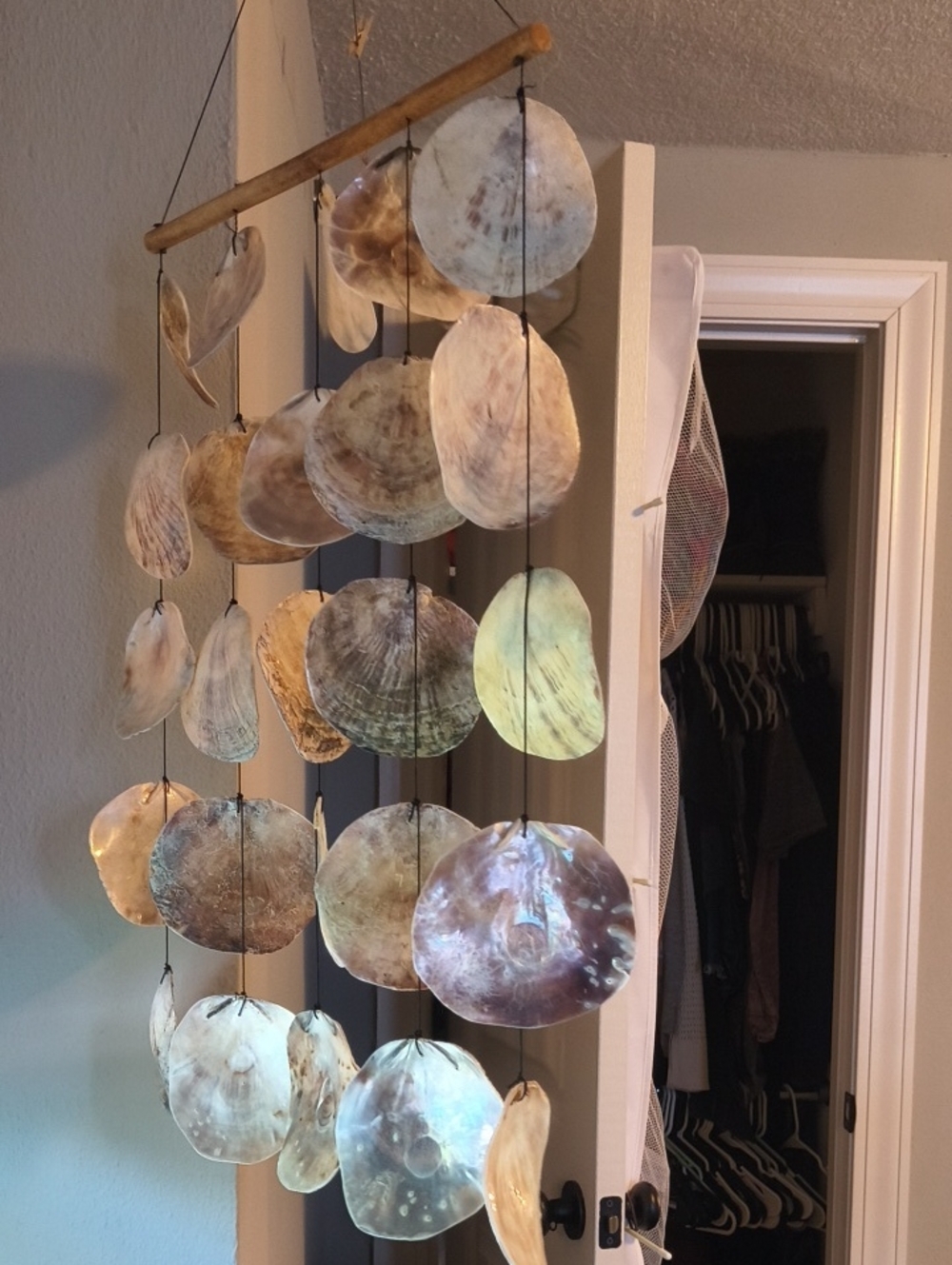 Capiz Shell Wind Chime Mobile in Natural Iridescent Tones